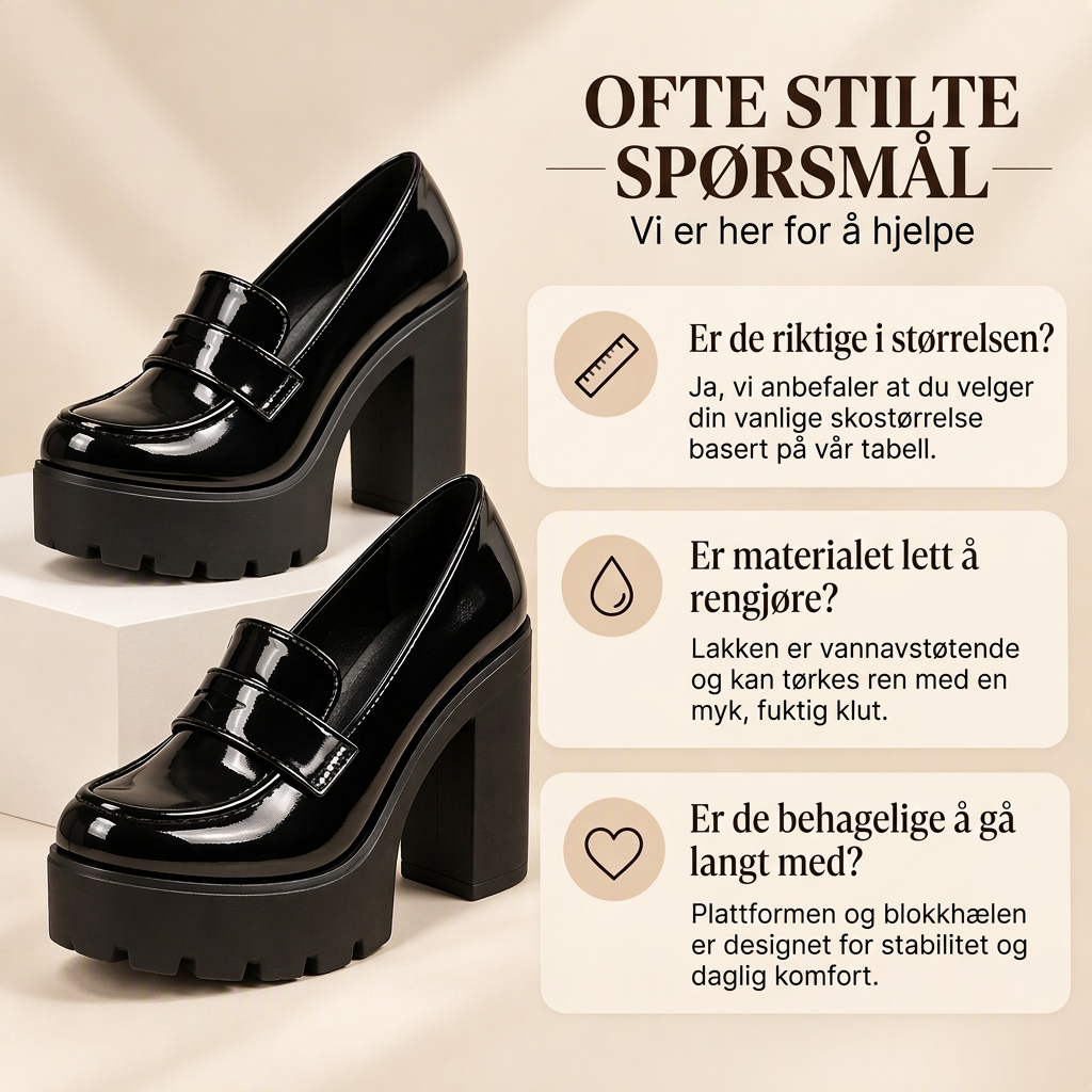 Plattform-loafers med chunky hæl for kvinner