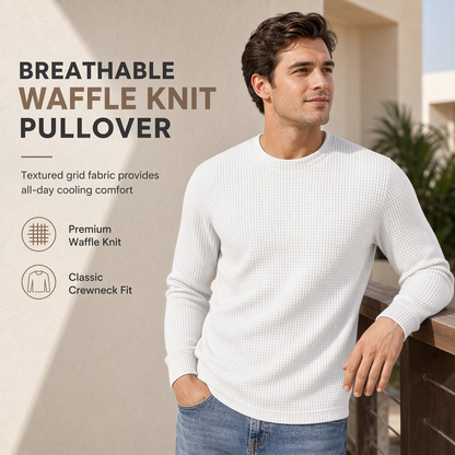 Casual langermet herre-sweatshirt med rund hals og smal passform