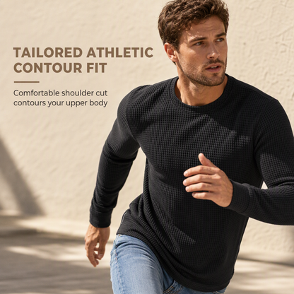 Casual langermet herre-sweatshirt med rund hals og smal passform