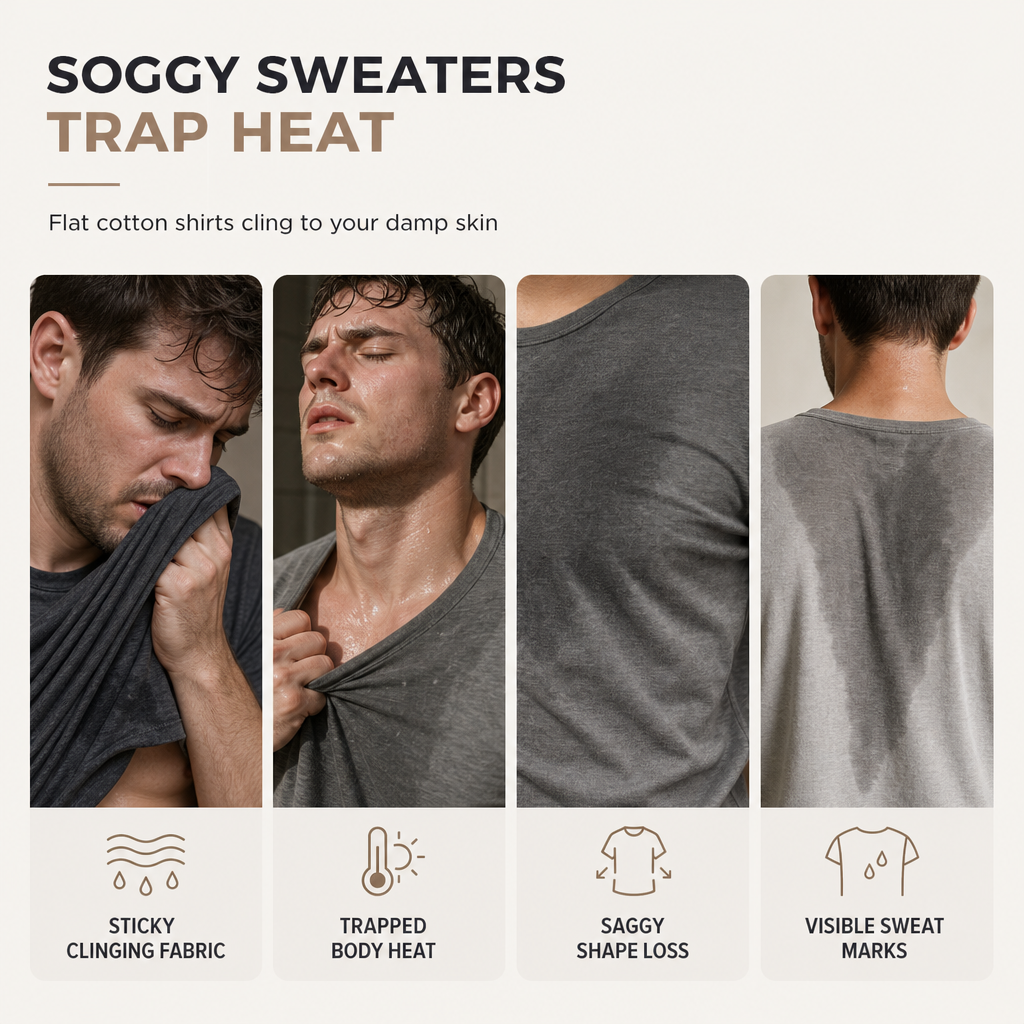Casual langermet herre-sweatshirt med rund hals og smal passform