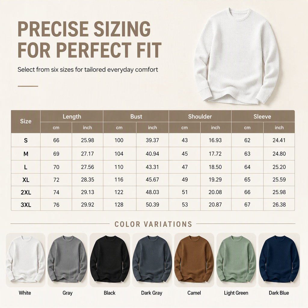 Casual langermet herre-sweatshirt med rund hals og smal passform