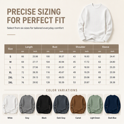 Casual langermet herre-sweatshirt med rund hals og smal passform