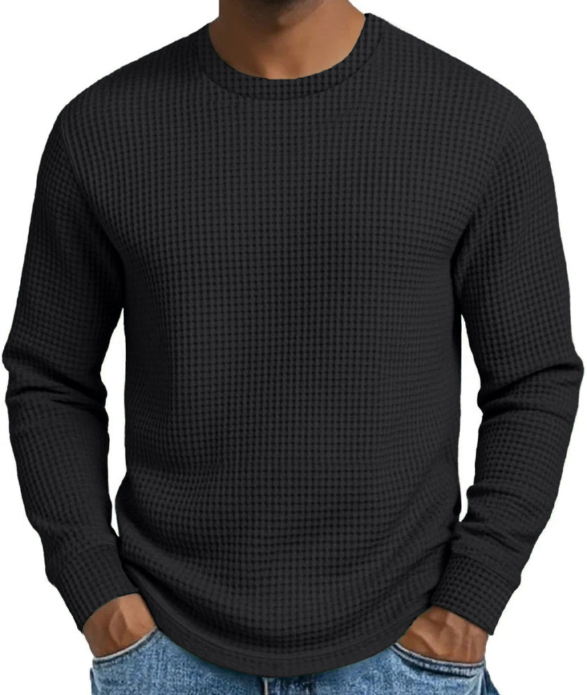 Casual langermet herre-sweatshirt med rund hals og smal passform