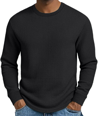 Casual langermet herre-sweatshirt med rund hals og smal passform