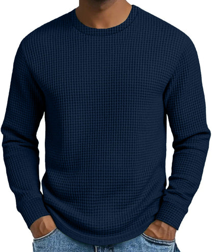 Casual langermet herre-sweatshirt med rund hals og smal passform