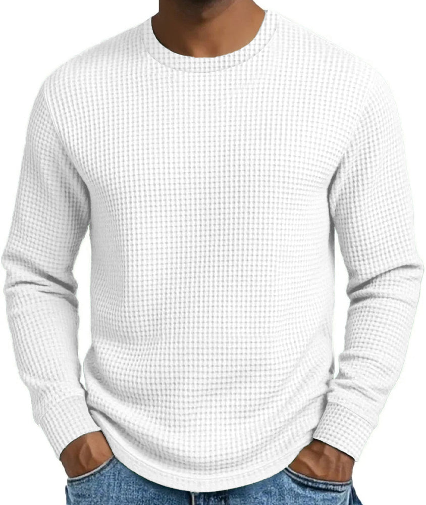Casual langermet herre-sweatshirt med rund hals og smal passform