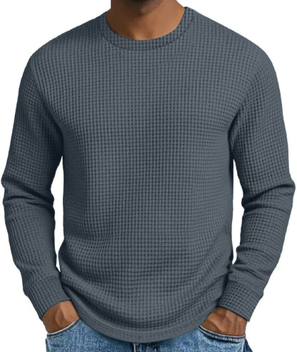 Casual langermet herre-sweatshirt med rund hals og smal passform