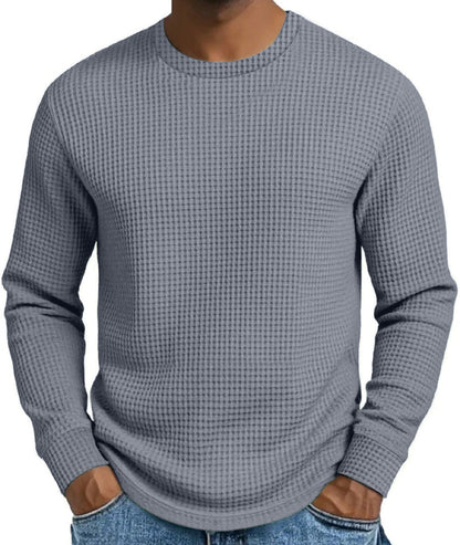 Casual langermet herre-sweatshirt med rund hals og smal passform
