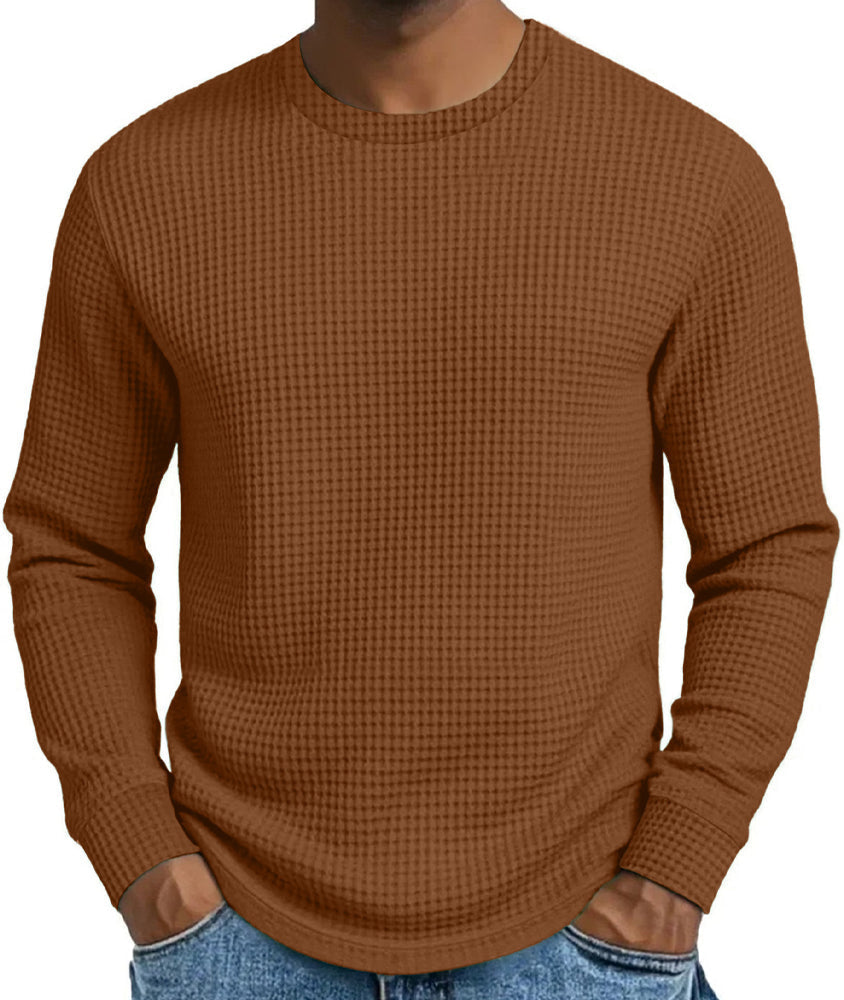 Casual langermet herre-sweatshirt med rund hals og smal passform