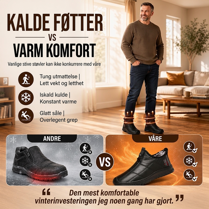 Herre sko med pelsfôr og sklisikker såle