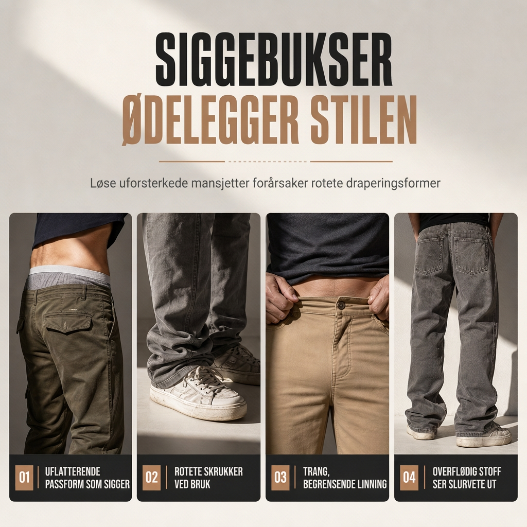 Uformelle ensfargede cargo-joggebukser for menn
