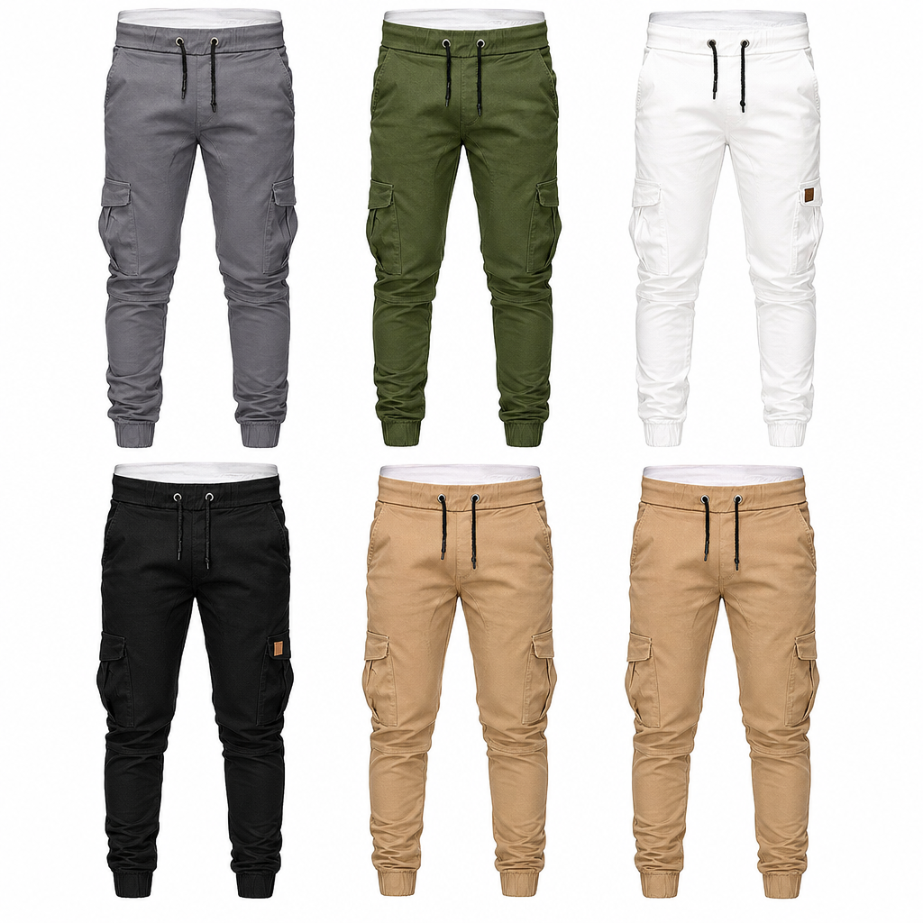 Uformelle ensfargede cargo-joggebukser for menn