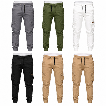 Uformelle ensfargede cargo-joggebukser for menn