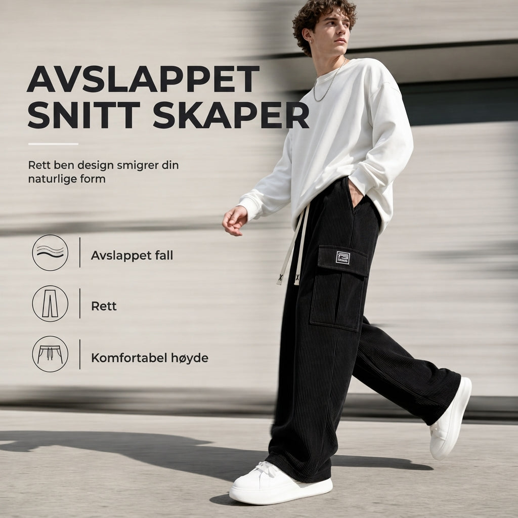 Cargo-bukser i kordfløyel med avslappet passform for menn