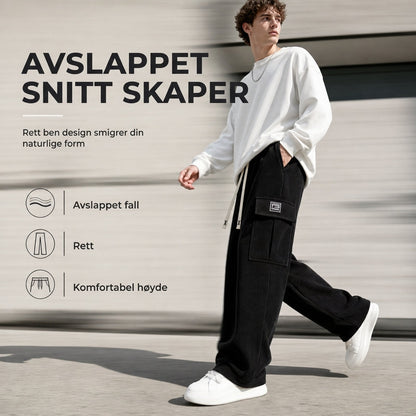 Cargo-bukser i kordfløyel med avslappet passform for menn