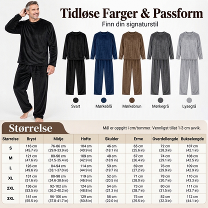 Koselig pyjamasett i termisk fløyel for menn