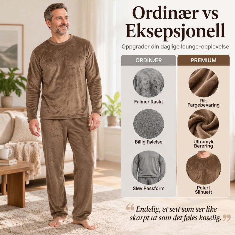 Koselig pyjamasett i termisk fløyel for menn