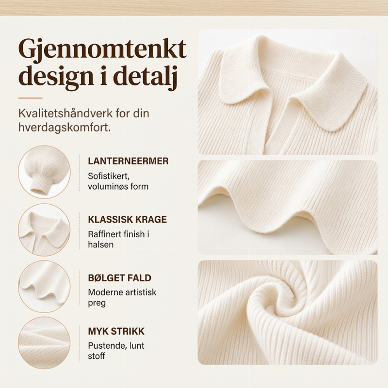 Damen elegant V-hals genser med lanternermer