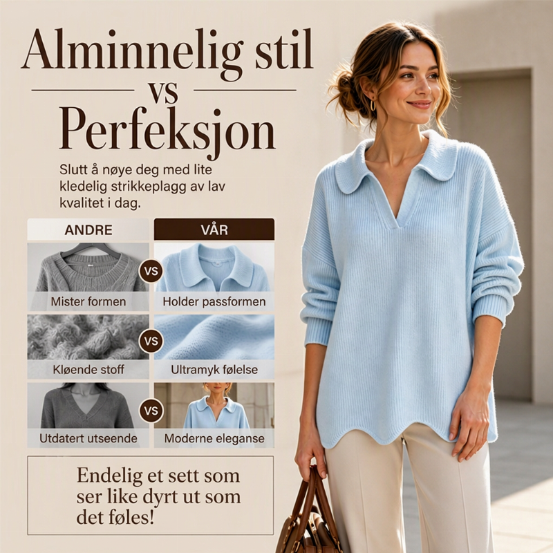 Damen elegant V-hals genser med lanternermer