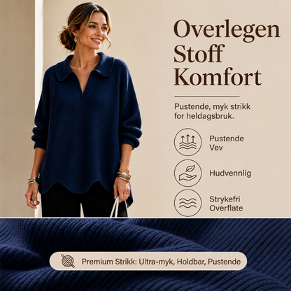 Damen elegant V-hals genser med lanternermer