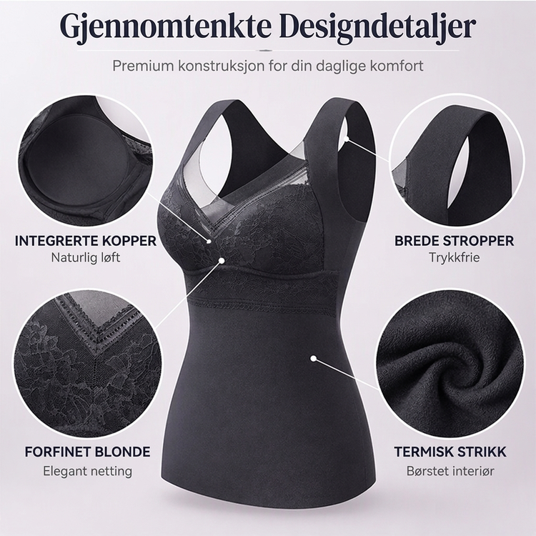 Slim fit-termisk topp for damer med innebygd BH