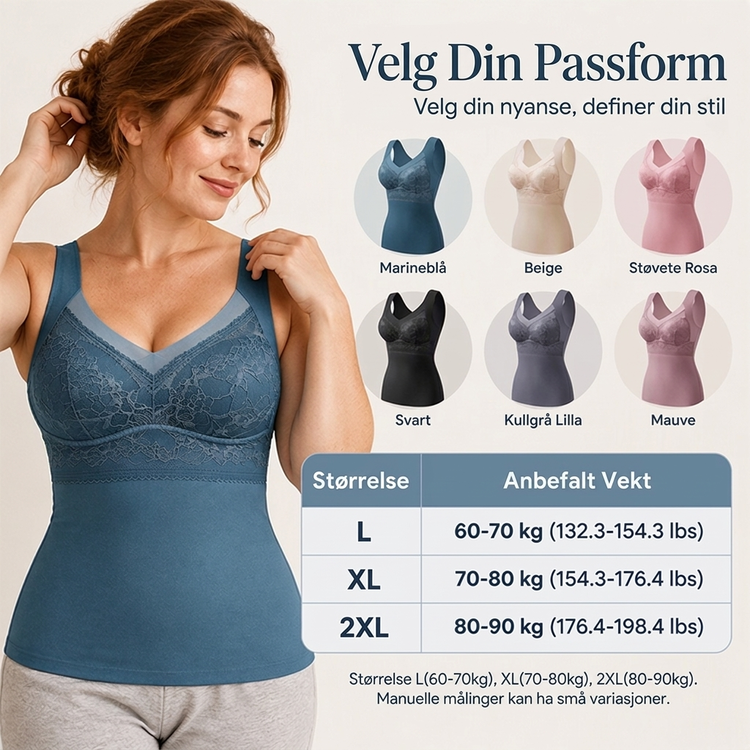 Slim fit-termisk topp for damer med innebygd BH