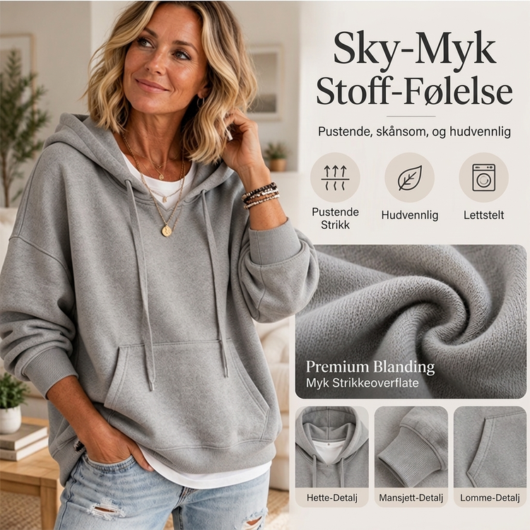 Oversized hettegenser med snøring for damer