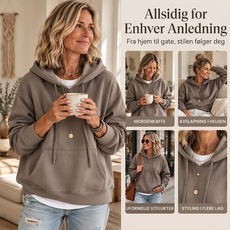 Oversized hettegenser med snøring for damer