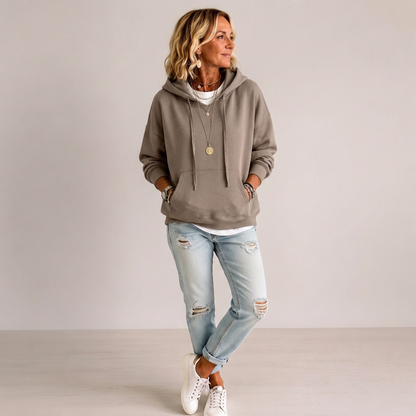Oversized hettegenser med snøring for damer