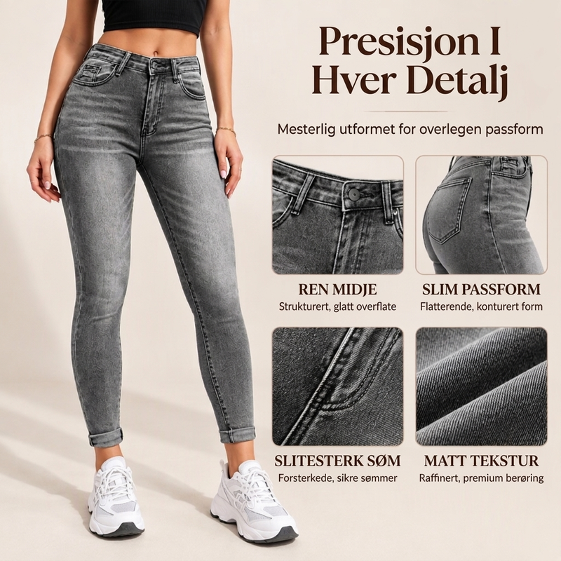 👖 Skinny-jeans med høy midje for kvinner ✨ i elastisk denim, høy midje, slim fit-jeans i uformell stil