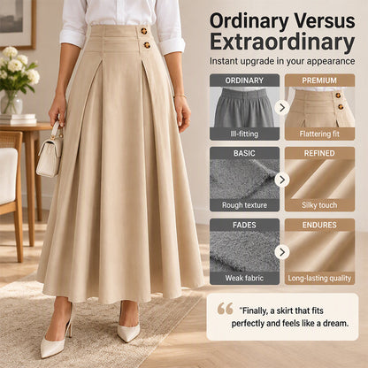 💥 Tidsbegrenset tilbud 👗 A-formet maxi-skjørt med høy midje og plissering for damer ✨ høy midje, plissert design, luftig, langt skjørt i A-form