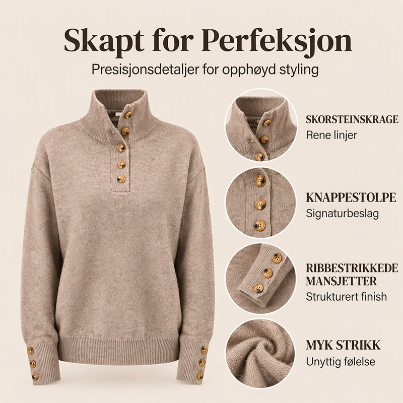 Casual strikket genser med ståkrage for kvinner
