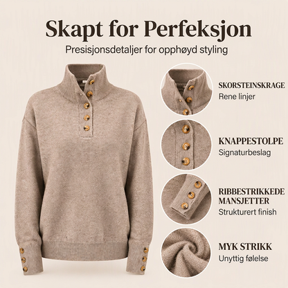 Casual strikket genser med ståkrage for kvinner