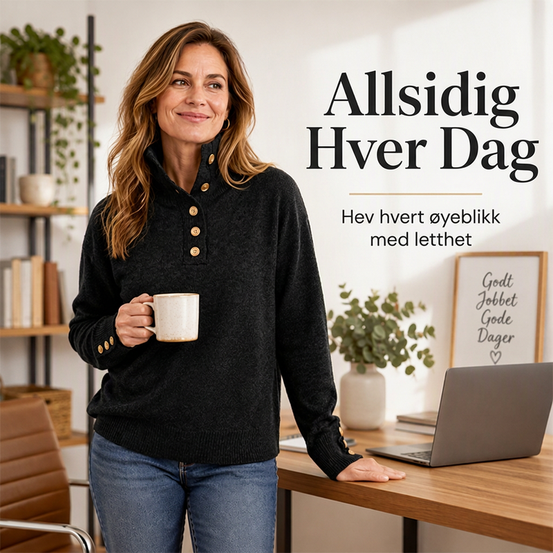Casual strikket genser med ståkrage for kvinner