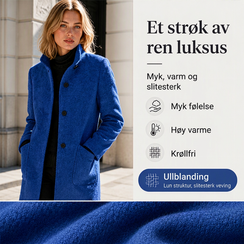 🧥 Damejakke i ull med ståkrage, i vintage-stil