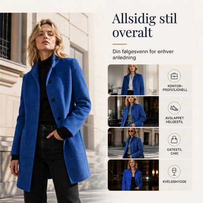 🧥 Damejakke i ull med ståkrage, i vintage-stil