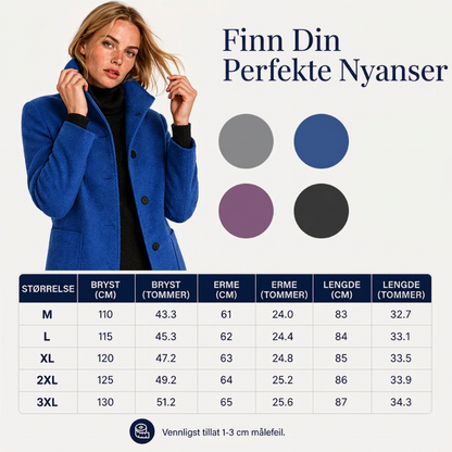 🧥 Damejakke i ull med ståkrage, i vintage-stil