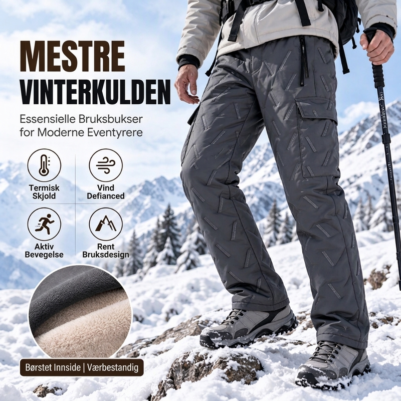 Vintercargobukser for menn med mykt pelsfôr – Varme og funksjonelle til kalde dager ✨👖❄️