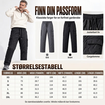Vintercargobukser for menn med mykt pelsfôr – Varme og funksjonelle til kalde dager ✨👖❄️
