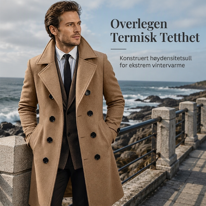 Klassisk dobbeltradet overfrakk for menn