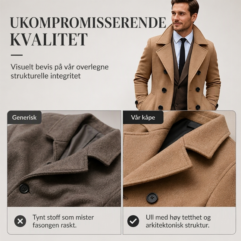 Klassisk dobbeltradet overfrakk for menn