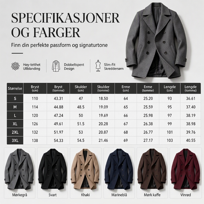 Klassisk dobbeltradet overfrakk for menn