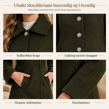 Elegant, midtlang rutet trenchcoat for kvinner – allsidig til høst og vinter