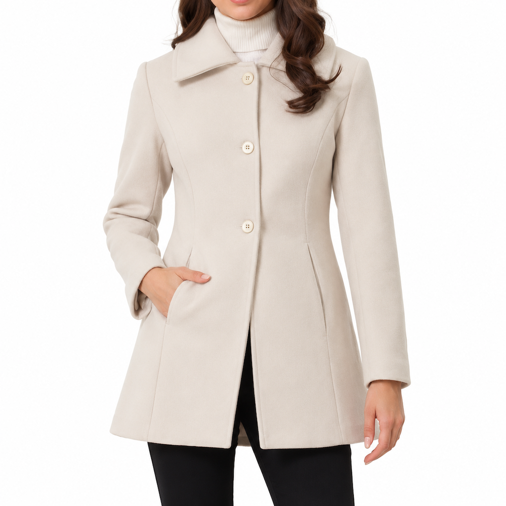 Elegant, midtlang rutet trenchcoat for kvinner – allsidig til høst og vinter