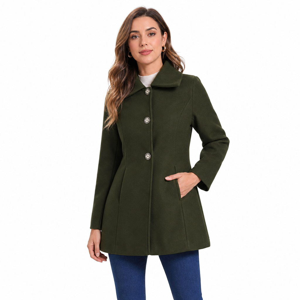 Elegant, midtlang rutet trenchcoat for kvinner – allsidig til høst og vinter