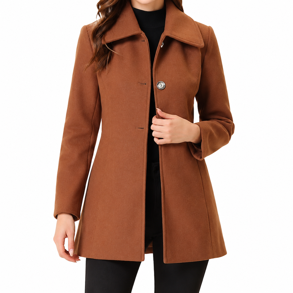 Elegant, midtlang rutet trenchcoat for kvinner – allsidig til høst og vinter