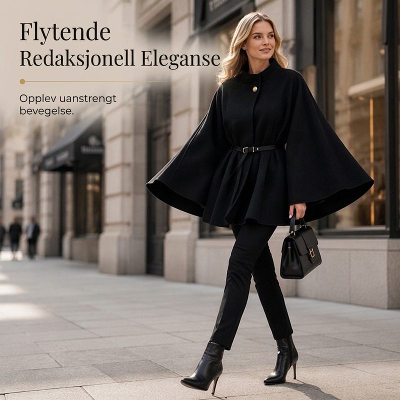 Elegant capefrakk med stående krage for kvinner