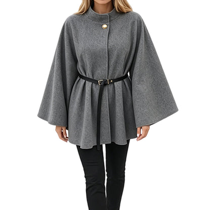 Elegant capefrakk med stående krage for kvinner
