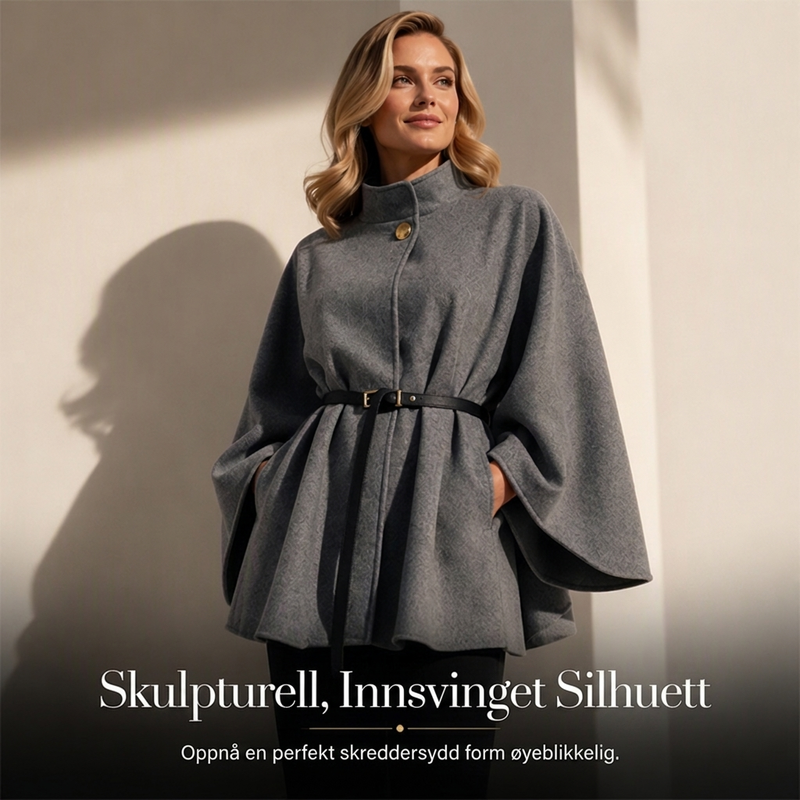 Elegant capefrakk med stående krage for kvinner