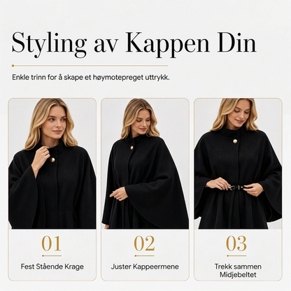 Elegant capefrakk med stående krage for kvinner
